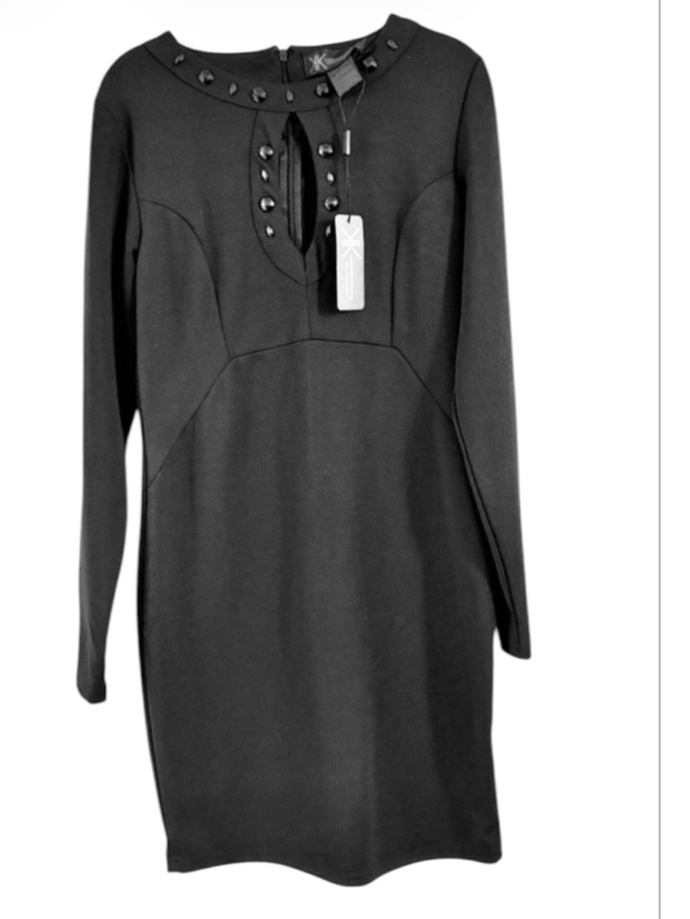 NWT Kardashian Kollection Holiday 2013 Jeweled Keyhole Bodycon Dress Black L